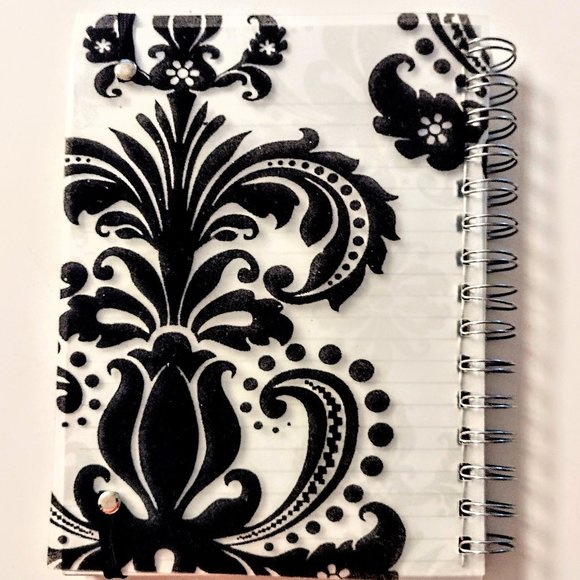 Writing Journal ~ Fleur de Lis Flocked Design on Plastic Cover ~ Elastic Closure - Picture 2 of 10